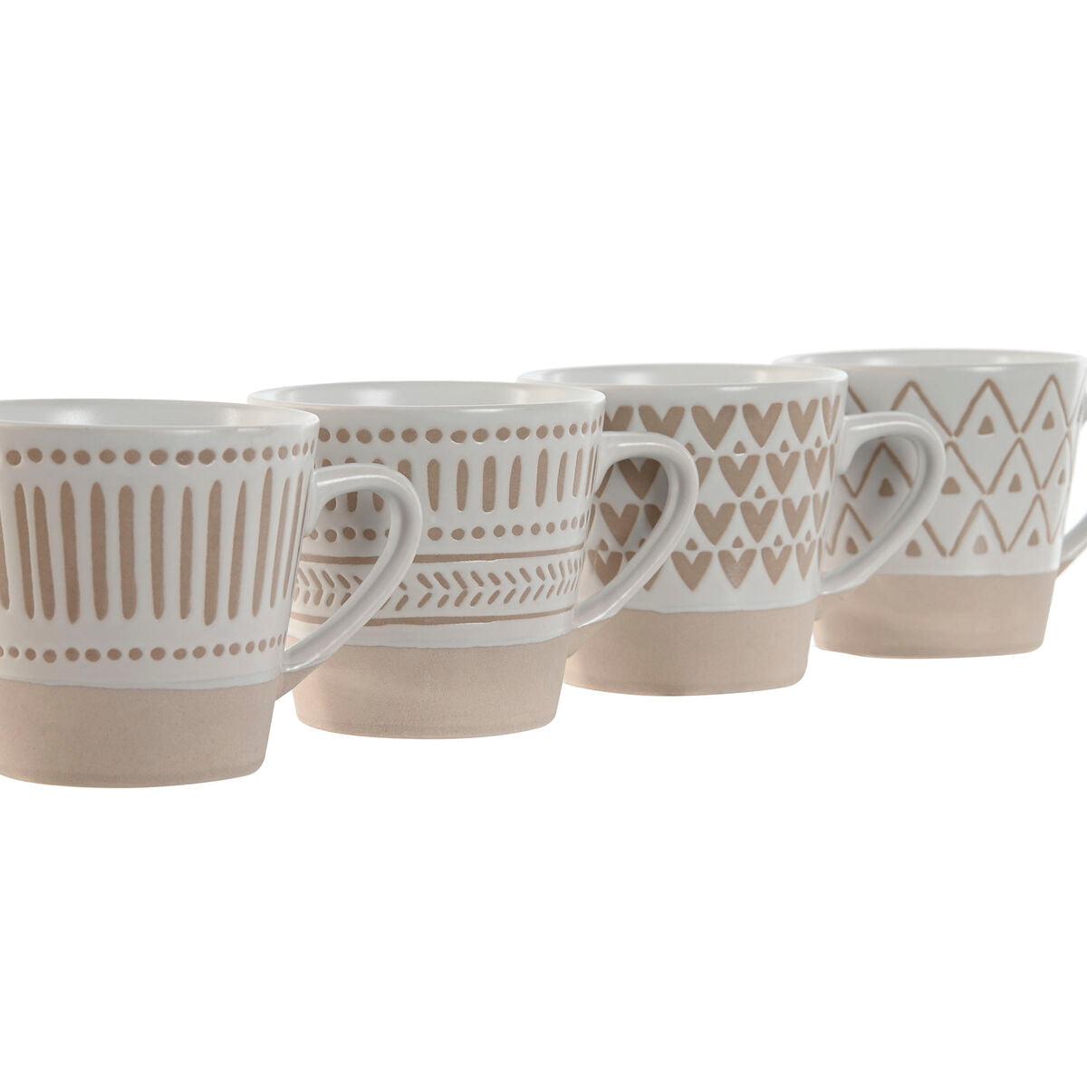 Piece Coffee Cup Set Home ESPRIT White Beige Stoneware 4 Pieces 180 ml