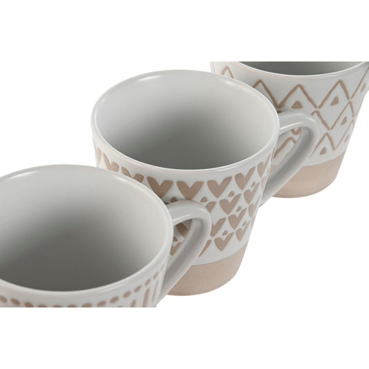 Piece Coffee Cup Set Home ESPRIT White Beige Stoneware 4 Pieces 180 ml