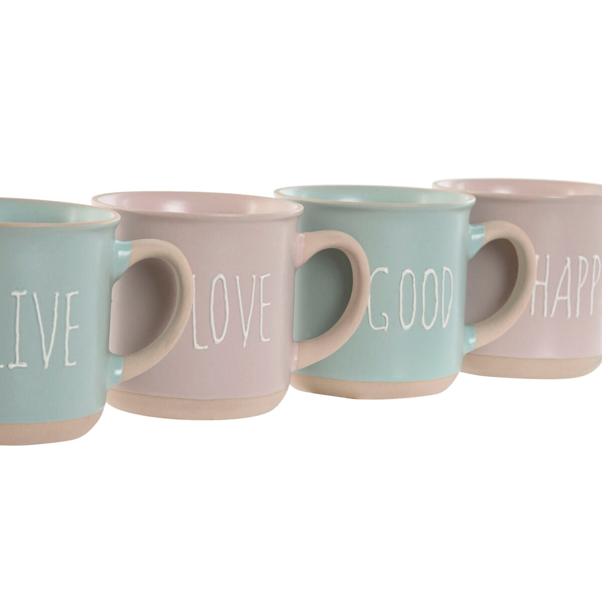 Piece Coffee Cup Set Home ESPRIT Blue Pink Stoneware 4 Pieces 180 ml