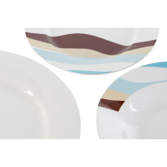 Dinnerware Set Home ESPRIT Blue Green Porcelain Tropical 18 Pieces 27 x 27 x 2 cm