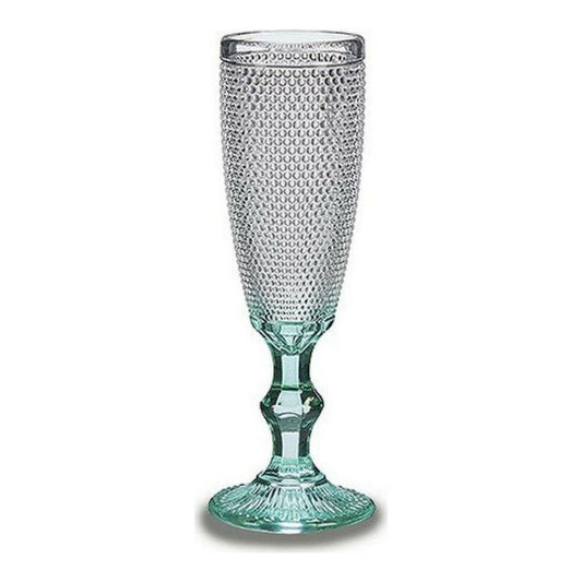 Champagne glass Turquoise Points Transparent Glass 185 ml