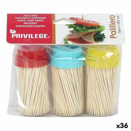 Toothpick holder Privilege (3 pcs) 14 x 4 x 14 cm (36 Units)