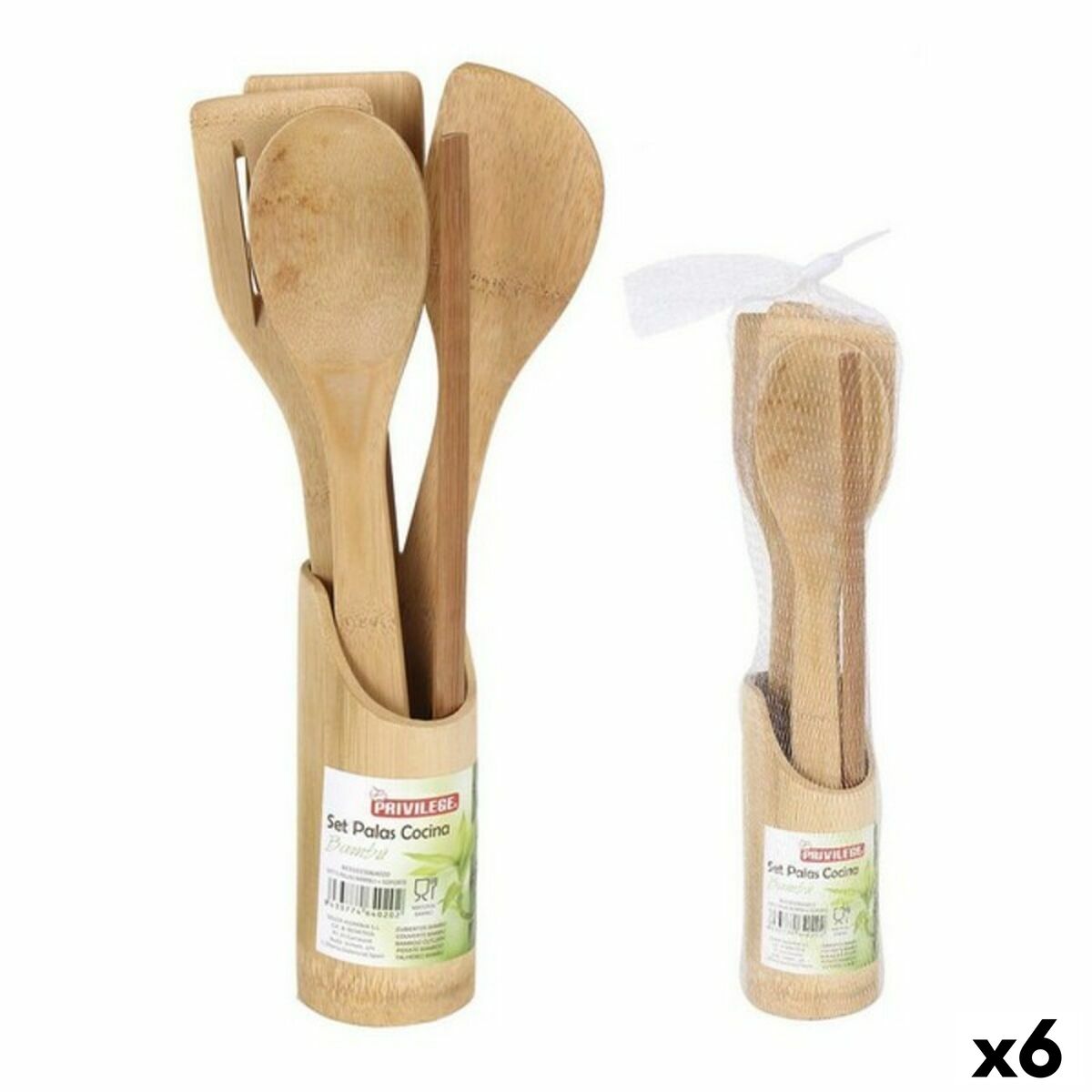 Kitchen Utensils Set Privilege Bamboo 30 cm (5 Pieces) (6 Units)