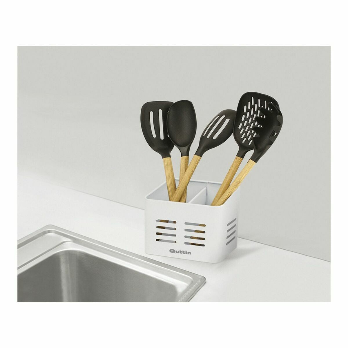 Pot for Kitchen Utensils Privilege 142111 16 x 9 x 13 cm (12 Units) (16 x 9 x 13 cm