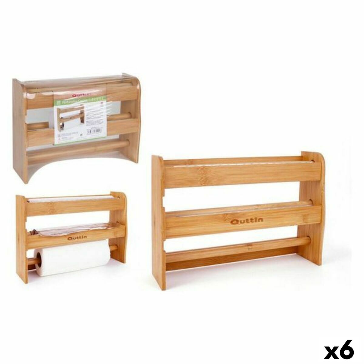 Kitchen Paper Holder Quttin 144914 Bamboo 36 x 10 x 25,5 x 10 cm (6 Units)