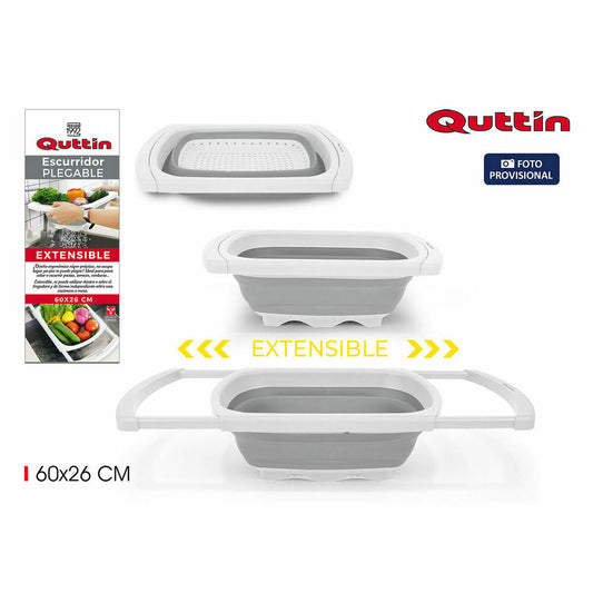 Folding Draining Rack for Kitchen Quttin Extendable 60 x 26 cm (12 Units)