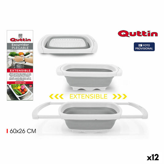 Folding Draining Rack for Kitchen Quttin Extendable 60 x 26 cm (12 Units)