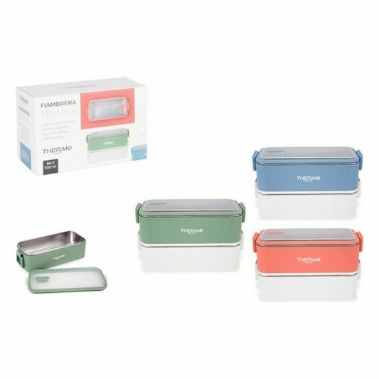 Lunch box ThermoSport Thermal Rectangular 20 x 9 x 12 cm (6 Units) (2 x 550 ml)