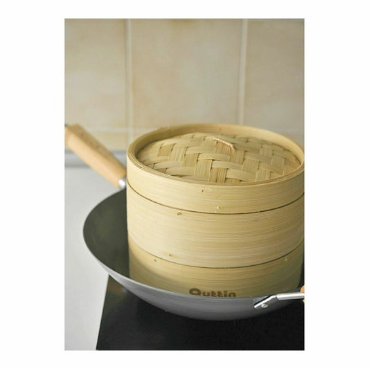 Food Steamer Quttin 2 levels Bamboo 20 x 15 cm (12 Units) (19-17 x 15.5 cm)