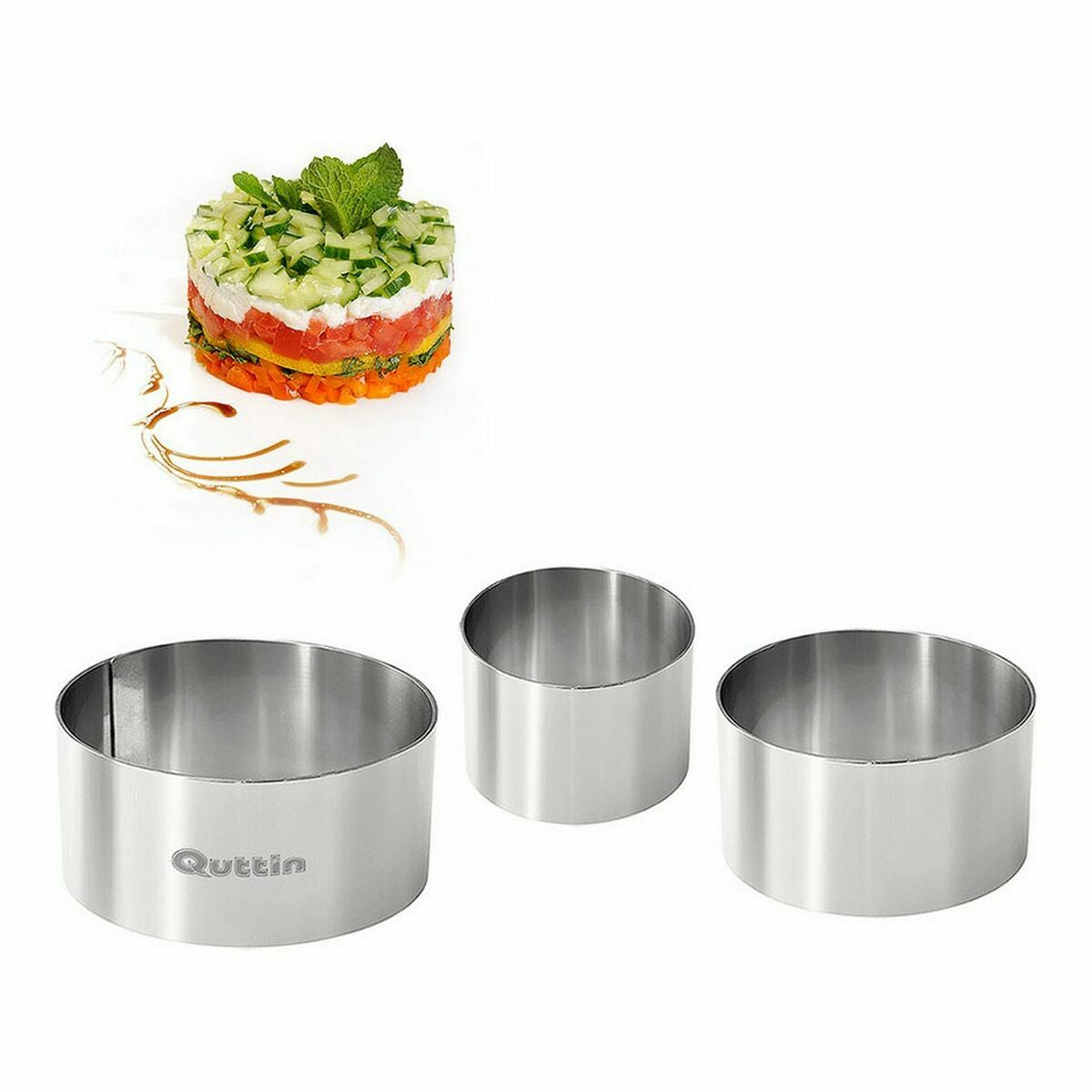 Moulds Quttin Stainless steel Silver 10 x 10 x 5 cm (12 Units) (3 pcs)