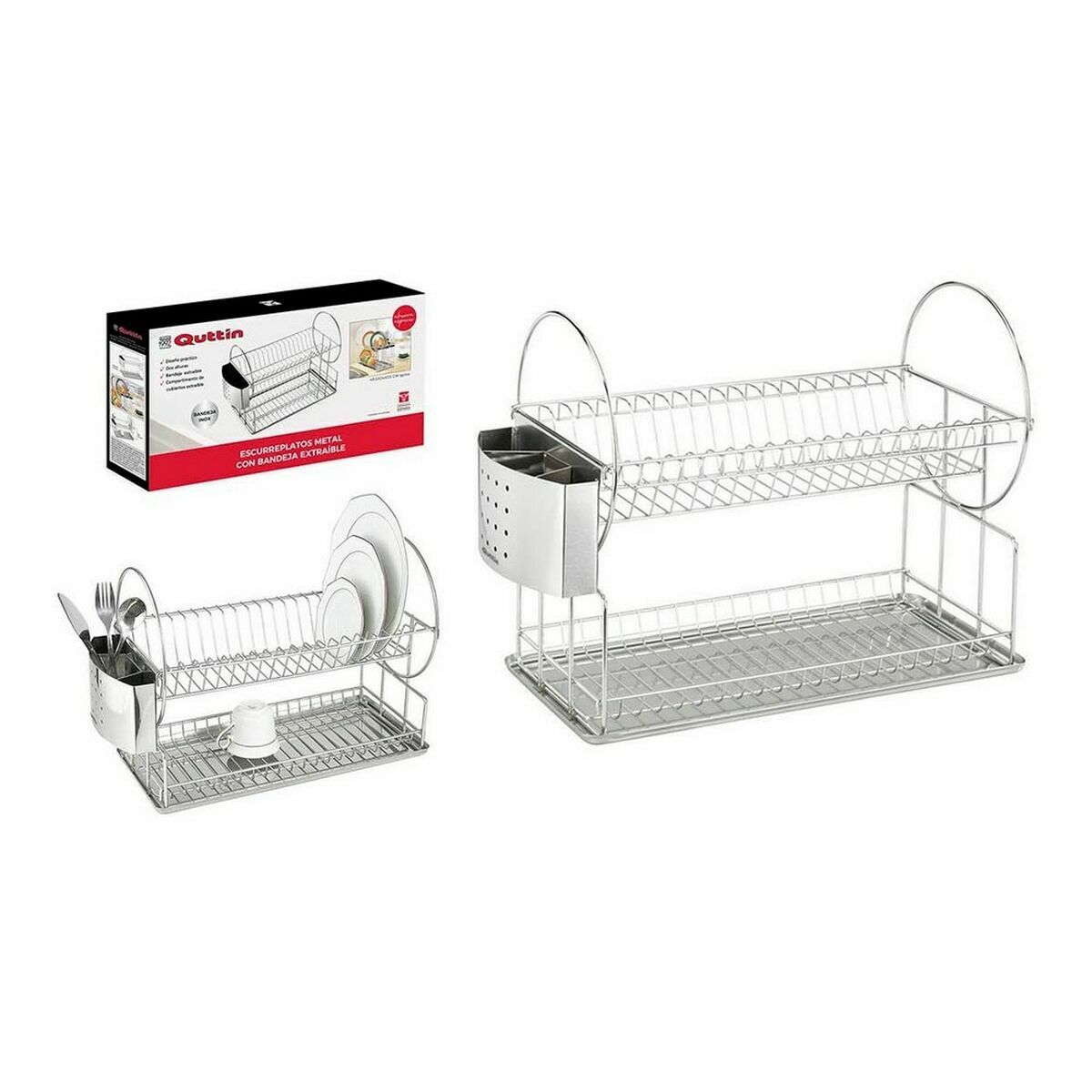 Draining Rack for Kitchen Sink Quttin Metal Stainless steel 49,5 x 24 x 35 cm (6 Units) (49,5 x 24 x 35 cm)