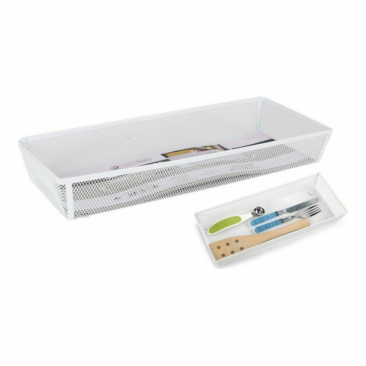 Cutlery Organiser Confortime Metal White 37,5 x 15,24 x 5,2 cm (12 Units)