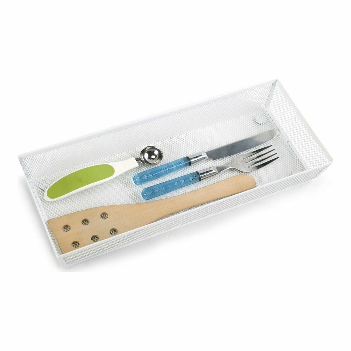 Cutlery Organiser Confortime Metal White 37,5 x 15,24 x 5,2 cm (12 Units)