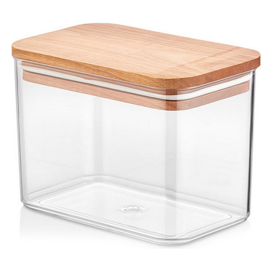 Jar Quttin With lid Plastic Wood Squared 1 L 14,5 x 9 x 10,5 cm (12 Units)