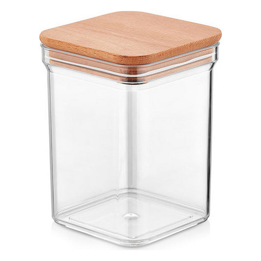 Jar Quttin Wood Squared 1 L 10,5 x 10,5 x 14 cm (12 Units)