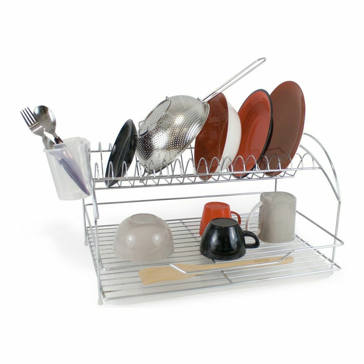 Draining Rack for Kitchen Sink Quttin White Silver Metal 46,5 x 35,5 x 26 cm 4,5 mm (4 Units)