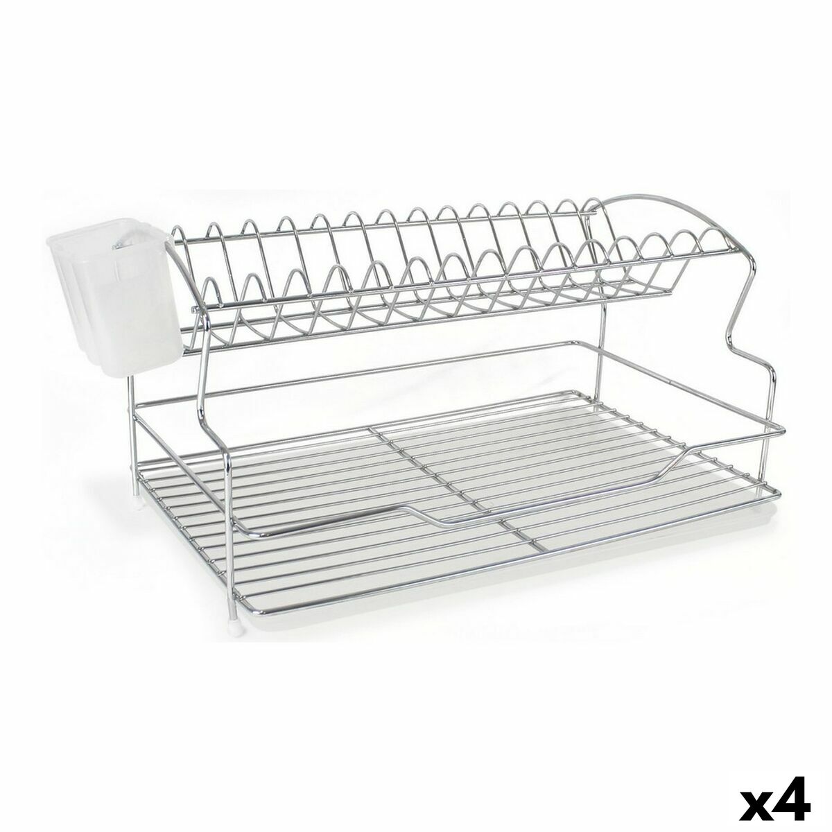 Draining Rack for Kitchen Sink Quttin White Silver Metal 28 x 40,5 x 22 cm 4,5 mm (4 Units)