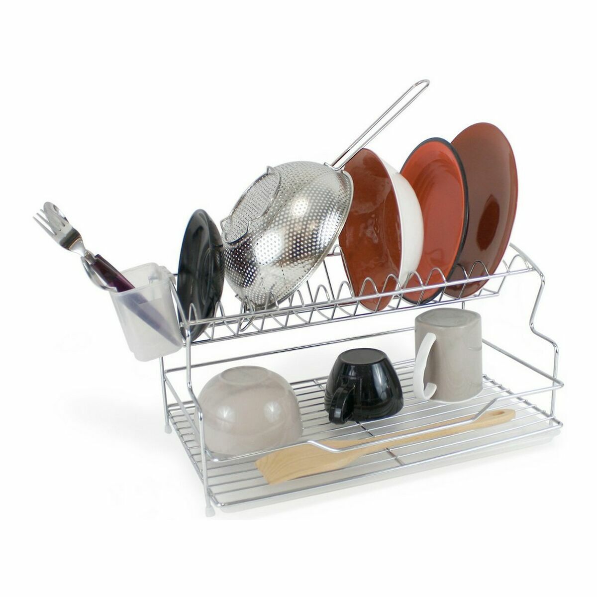 Draining Rack for Kitchen Sink Quttin White Silver Metal 28 x 40,5 x 22 cm 4,5 mm (4 Units)