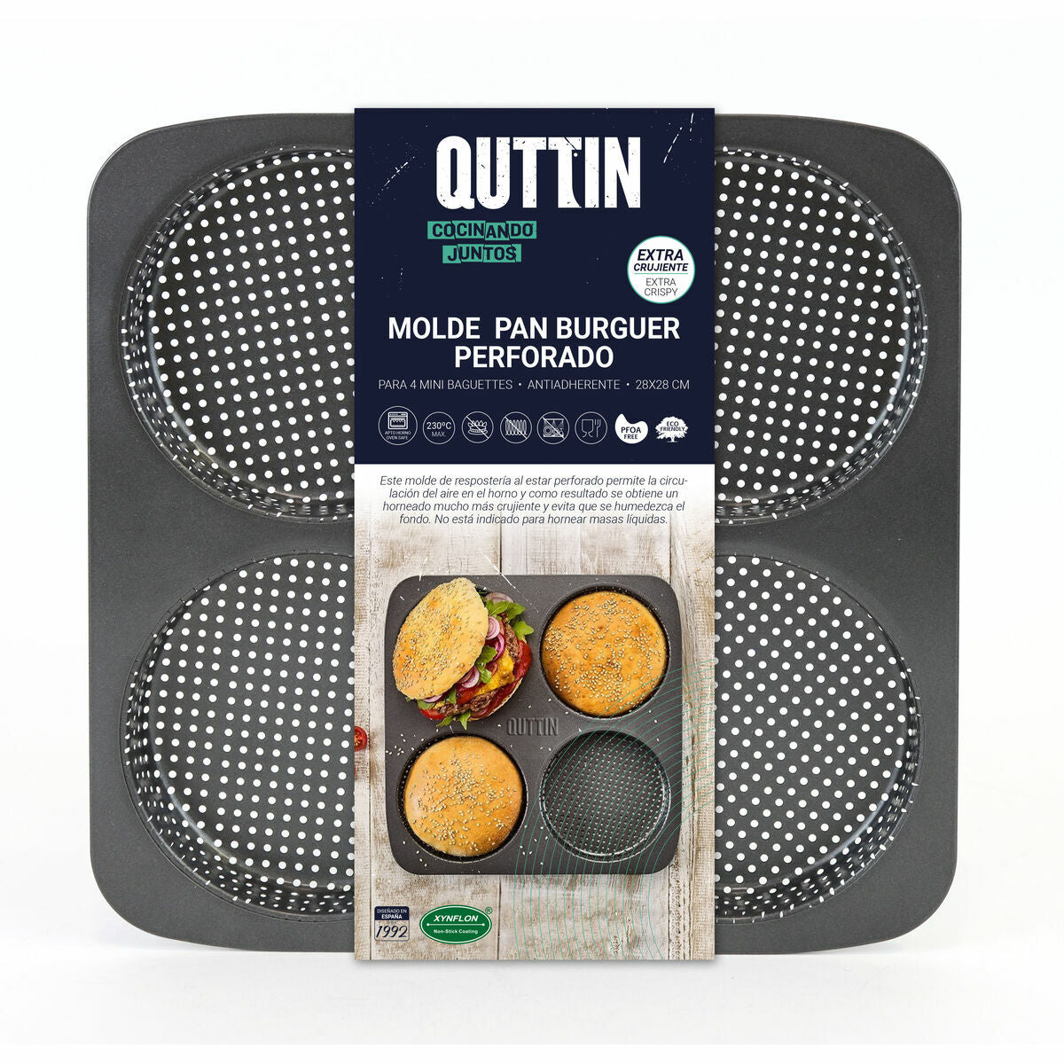 Shaped mould Quttin Burguer 28 x 28 x 2,5 cm (12 Units)