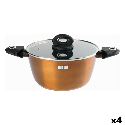 Casserole with lid Quttin Foodie Copper 24,8 x 11,5 x 40 cm (4 Units)