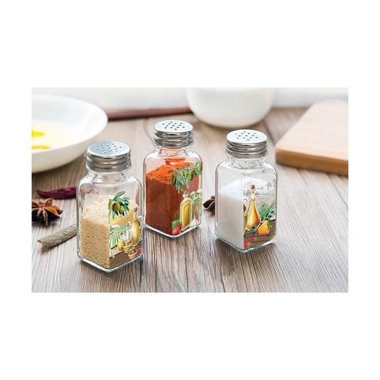 Salt Shaker with Lid Glass 4 x 4 x 9 cm (25 Units)