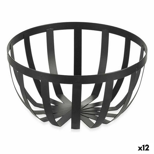 Fruit Bowl Confortime Black Metal 25 x 12,8 cm (12 Units)