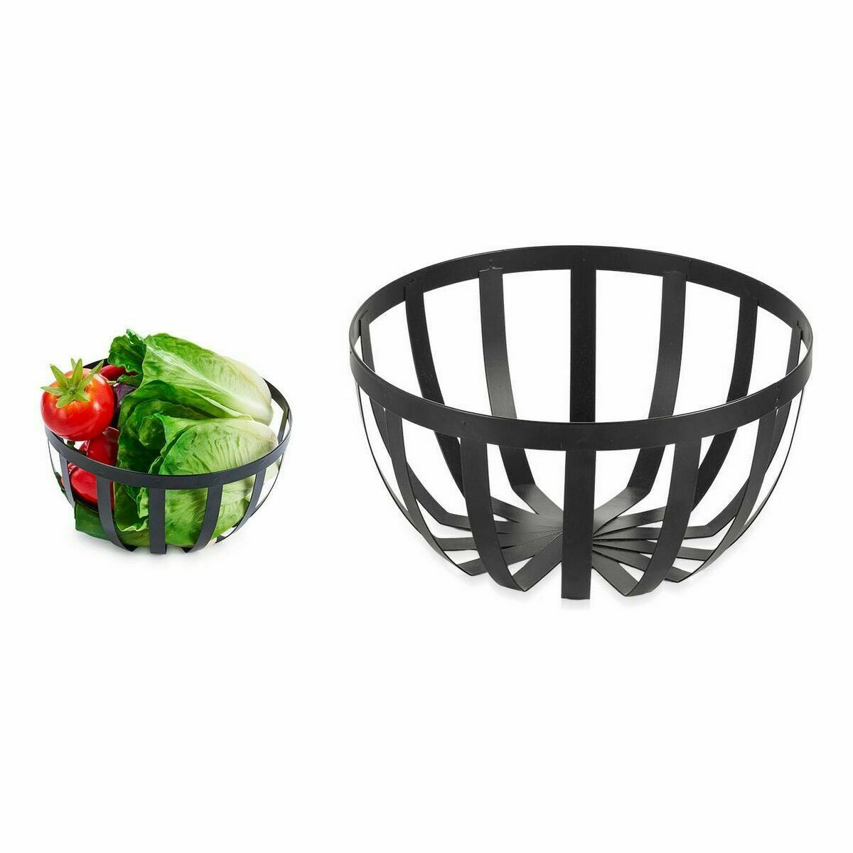 Fruit Bowl Confortime Black Metal 25 x 12,8 cm (12 Units)