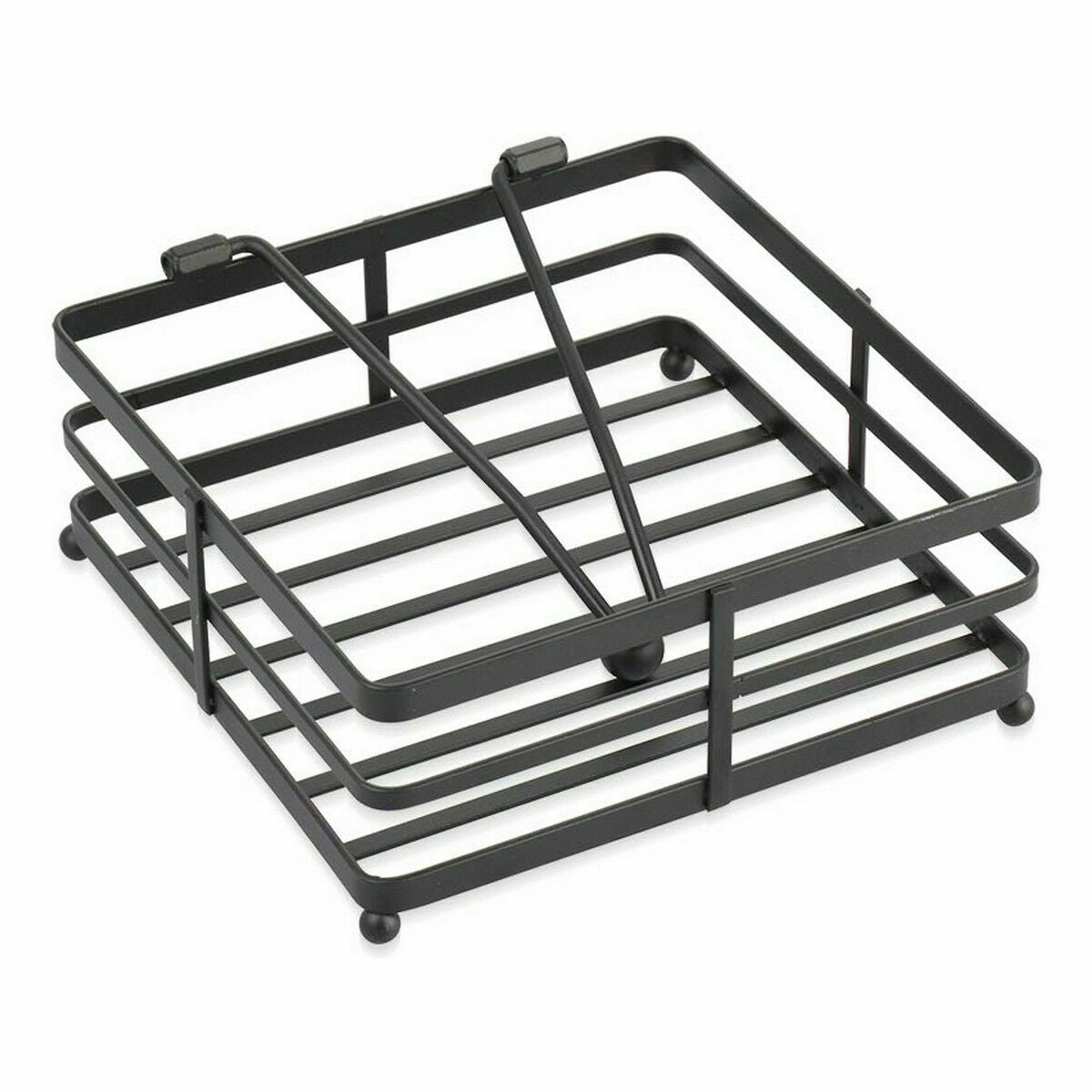 Kitchen Paper holder Confortime Black Metal 18 x 18 x 8 cm (12 Units)