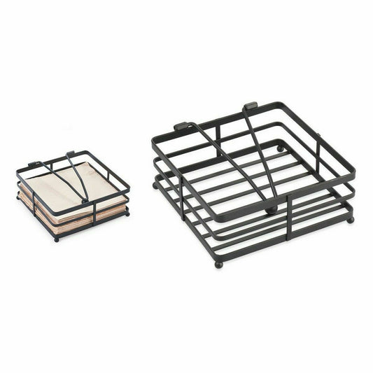 Kitchen Paper holder Confortime Black Metal 18 x 18 x 8 cm (12 Units)