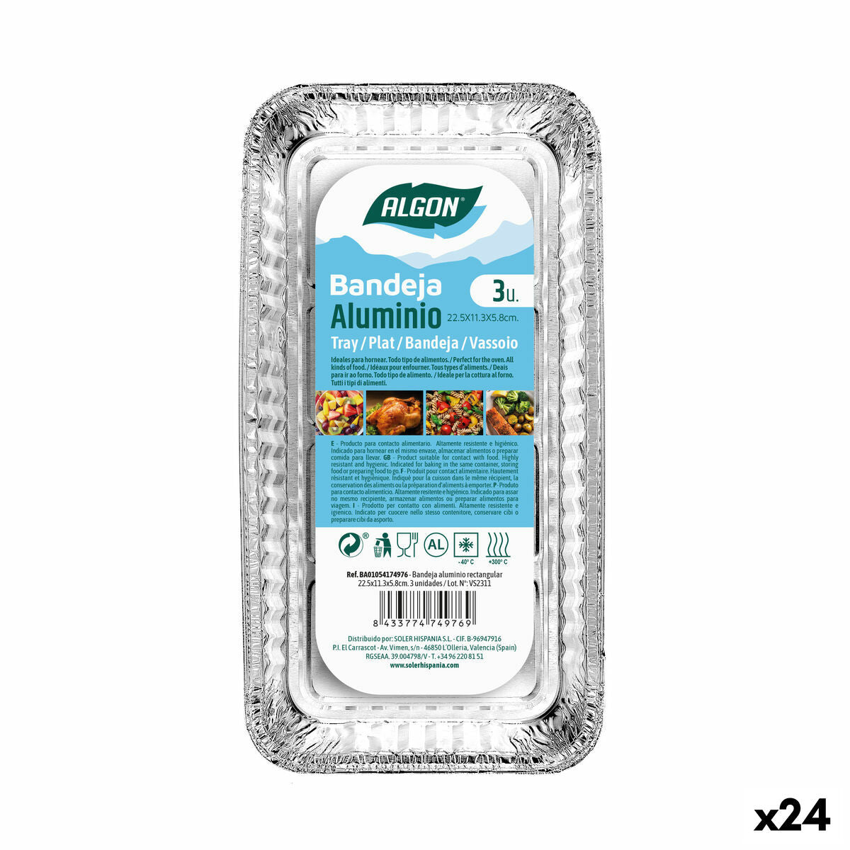 Set of trays Algon Rectangular (24 Units)