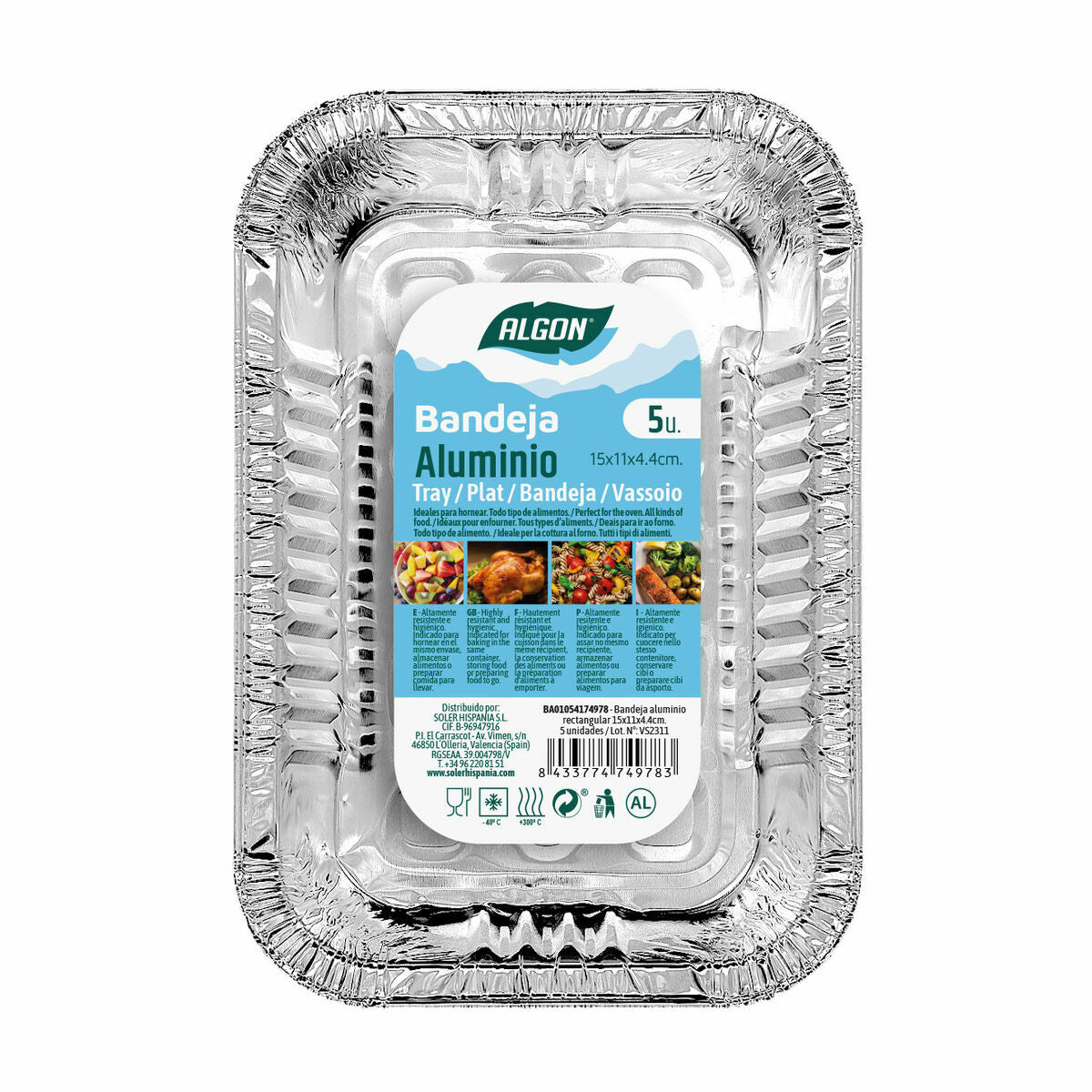 Set of trays Algon Rectangular 5 x 11 x 4,5 cm (24 Units)