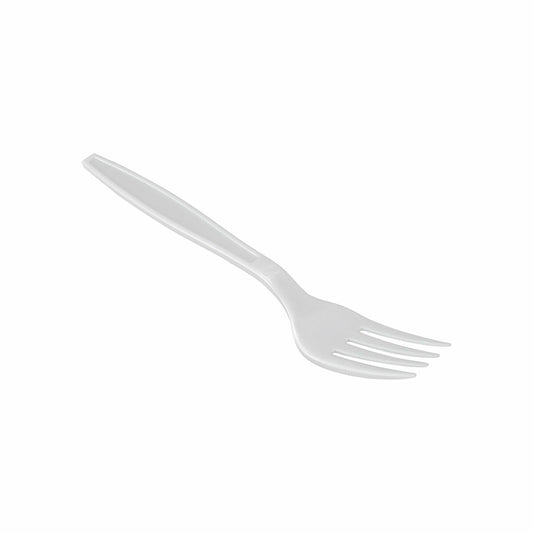 Fork Set Algon Reusable White 10 Units 18 cm