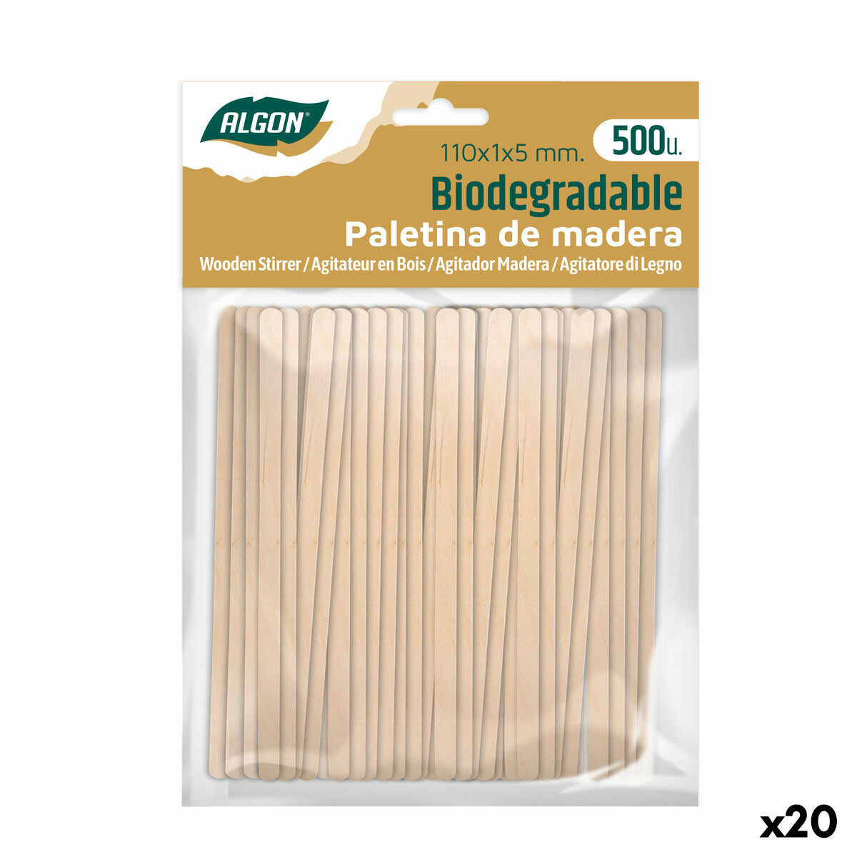 Kit of coffee stirrers Algon Wood 20 Units