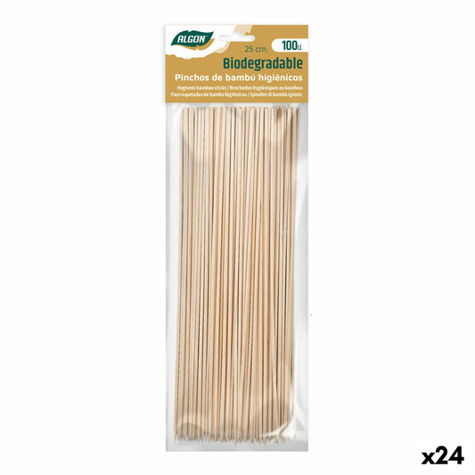 Barbecue Skewer Set Algon Bamboo 25 x 0,2 x 0,1 mm (100 Pieces) (24 Units)