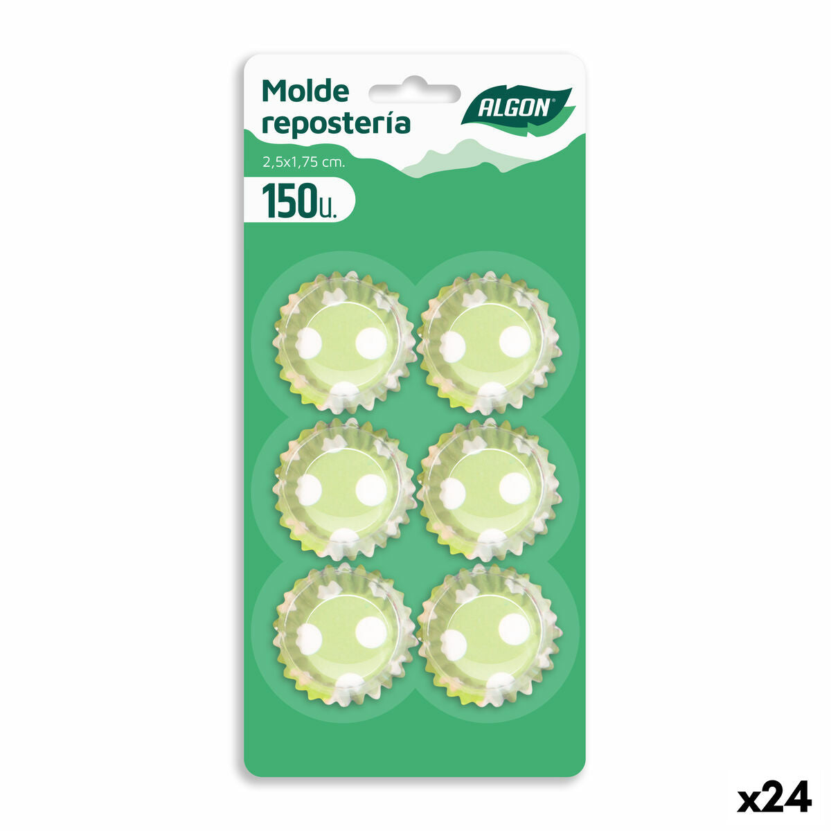 Muffin Tray Algon Green Spots Disposable (24 Units)