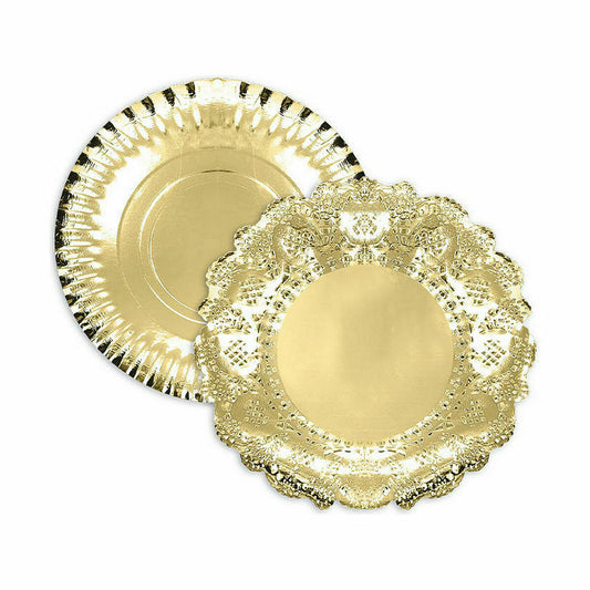 Snack tray Algon Circular Golden 35 x 35 x 2 cm (48 Units)