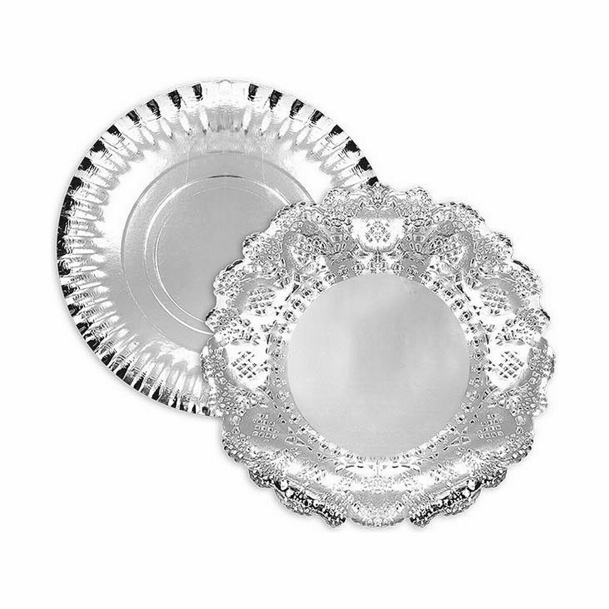 Snack tray Algon Circular Silver 23 x 23 x 1,5 cm (48 Units)