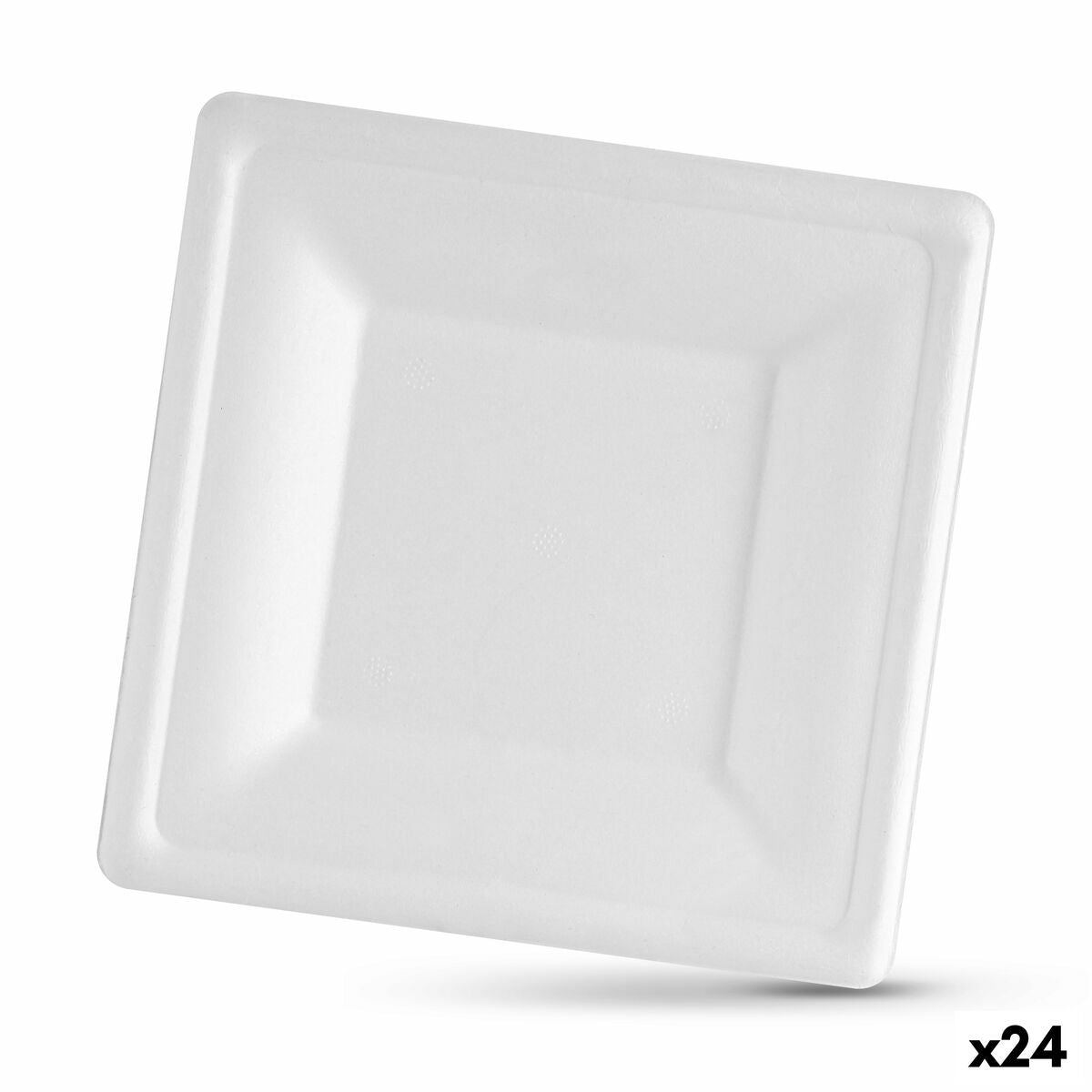 Plate set Algon Disposable White Sugar Cane Squared 20 cm (24 Units)