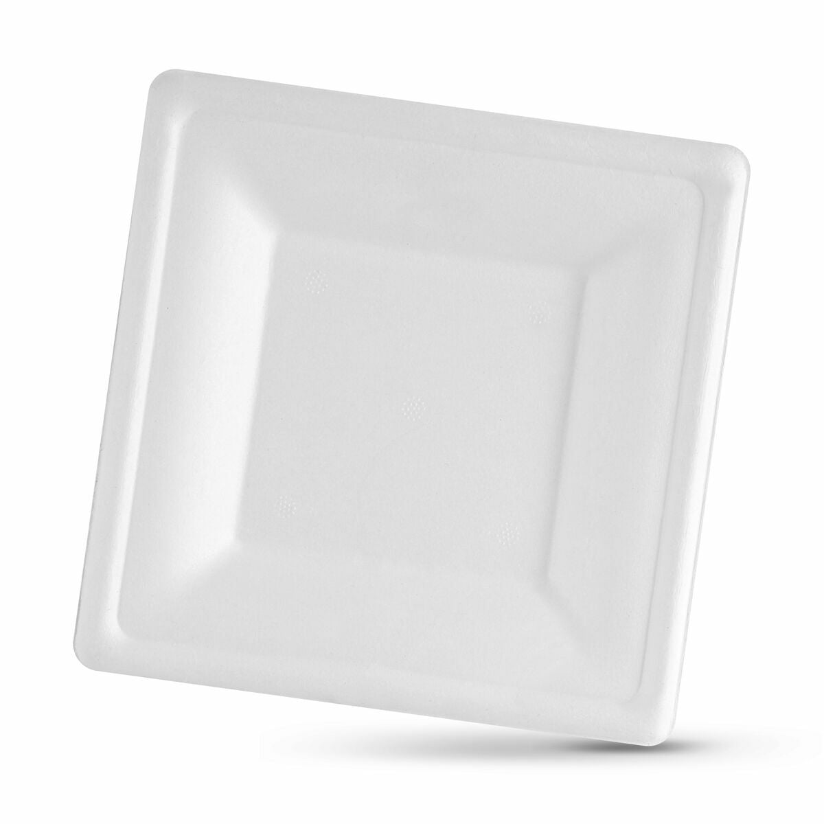 Plate set Algon Disposable White Sugar Cane Squared 20 cm (12 Units)