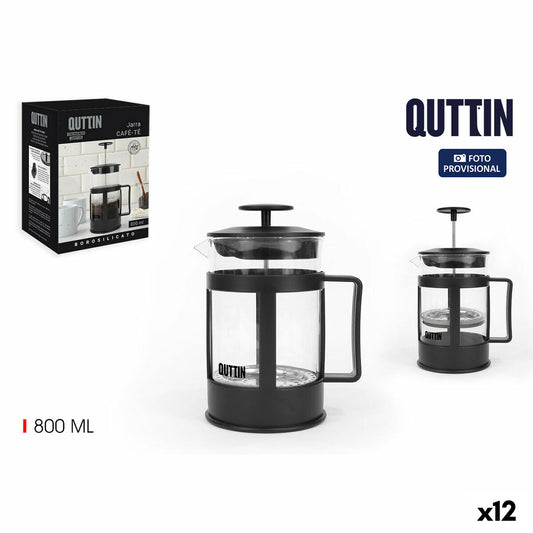 Cafetière with Plunger Quttin 800 ml 13 x 10 x 18 cm