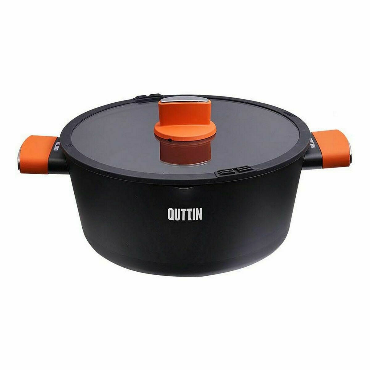 Casserole with glass lid Quttin Gastro Black Orange 34,5 x 25,5 x 12 cm (6 Units)