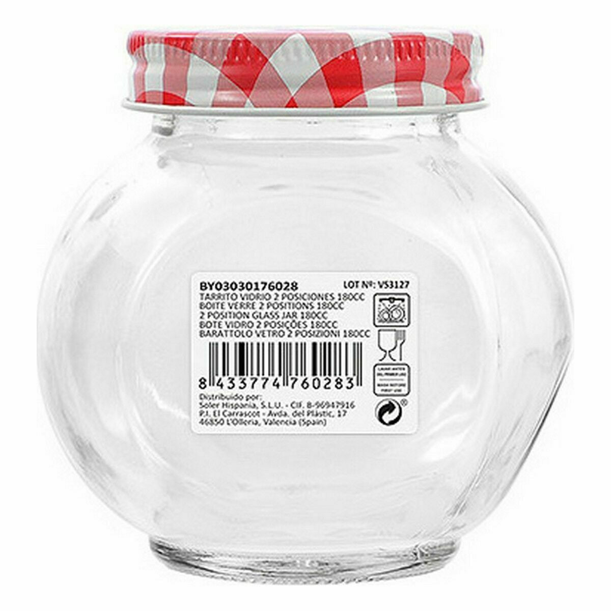 Jar Mediterraneo Glass 180 ml 8 x 6,1 x 8 cm (60 Units)