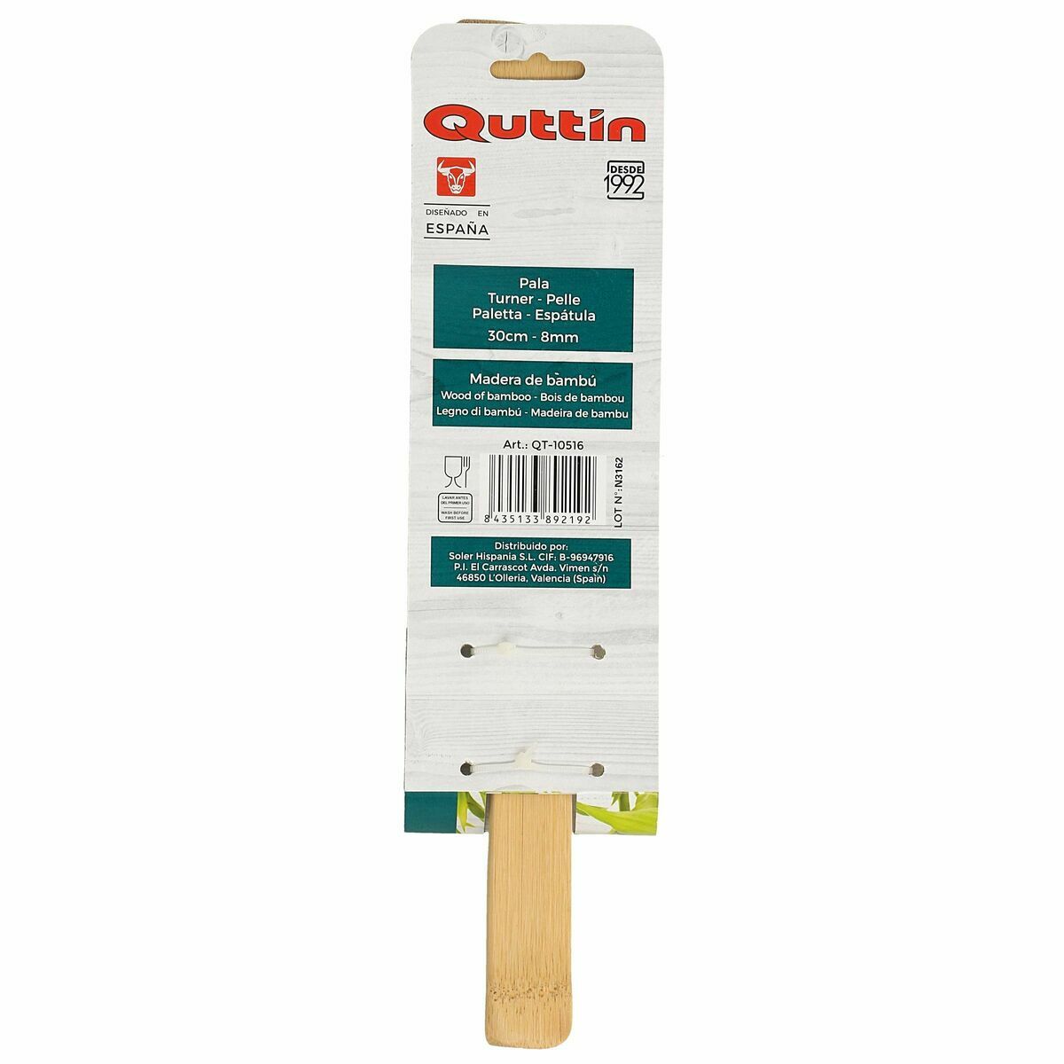 Kitchen Spatula Quttin 50330 Bamboo 30 x 6,2 x 0,8 cm (12 Units)