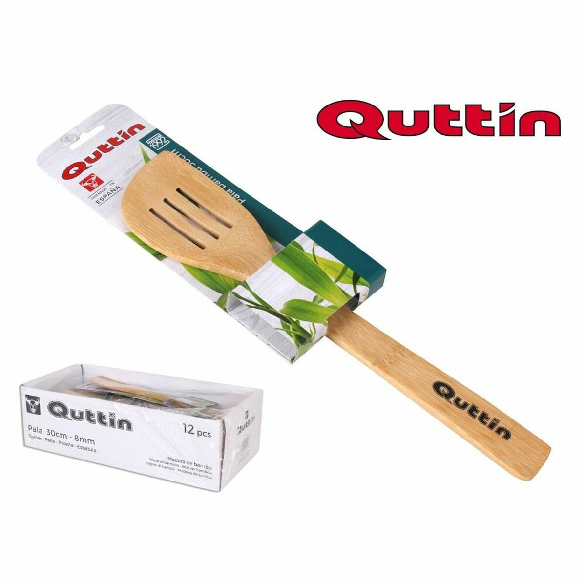 Kitchen Spatula Quttin 50330 Bamboo 30 x 6,2 x 0,8 cm (12 Units)