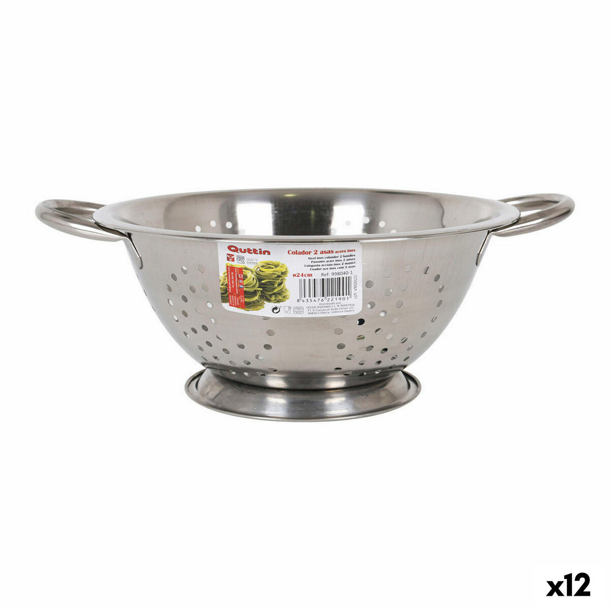 Strainer Privilege Quttin With handles Stainless steel Steel (12 Units) (Ø 24 cm)