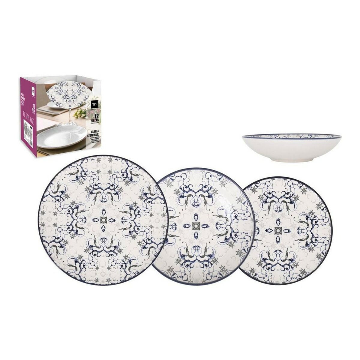 Dinnerware Set La Mediterránea Tesa 12 Pieces Porcelain