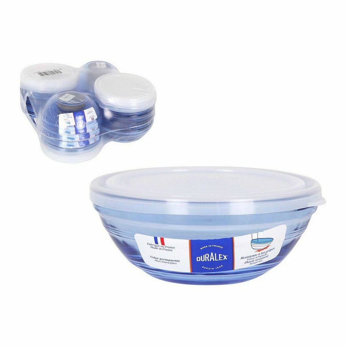 Round Lunch Box with Lid Duralex   Crystal Blue Ø 14 cm (16 Units)