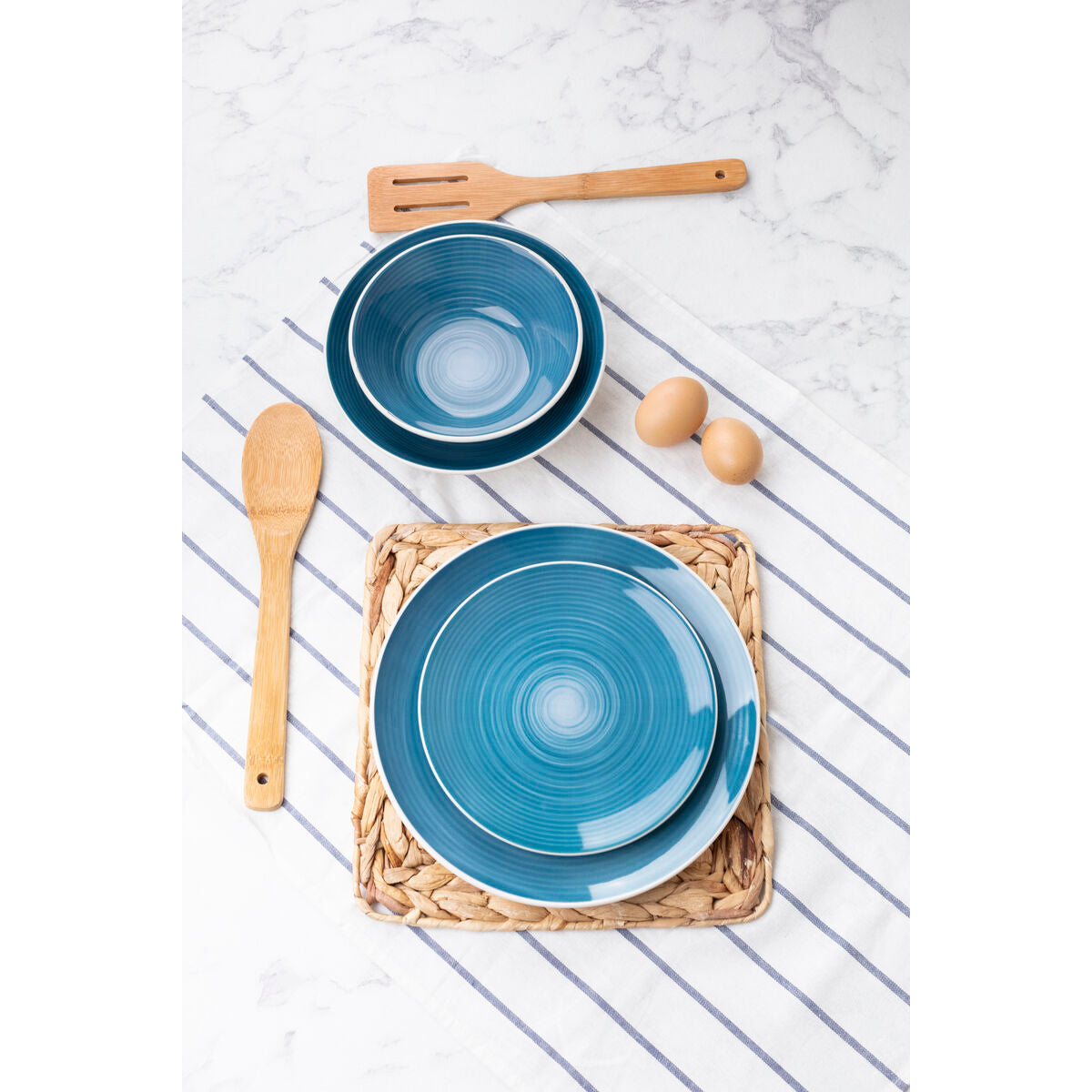 Tableware 18 Pieces Blue (Refurbished B)