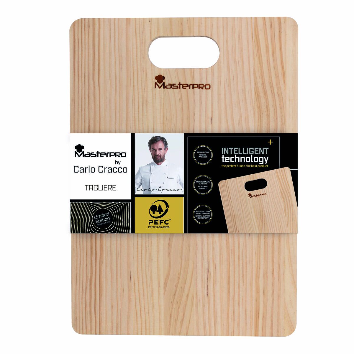 Cutting board Masterpro Natural 35 x 25 x 3 cm Pine 35 cm