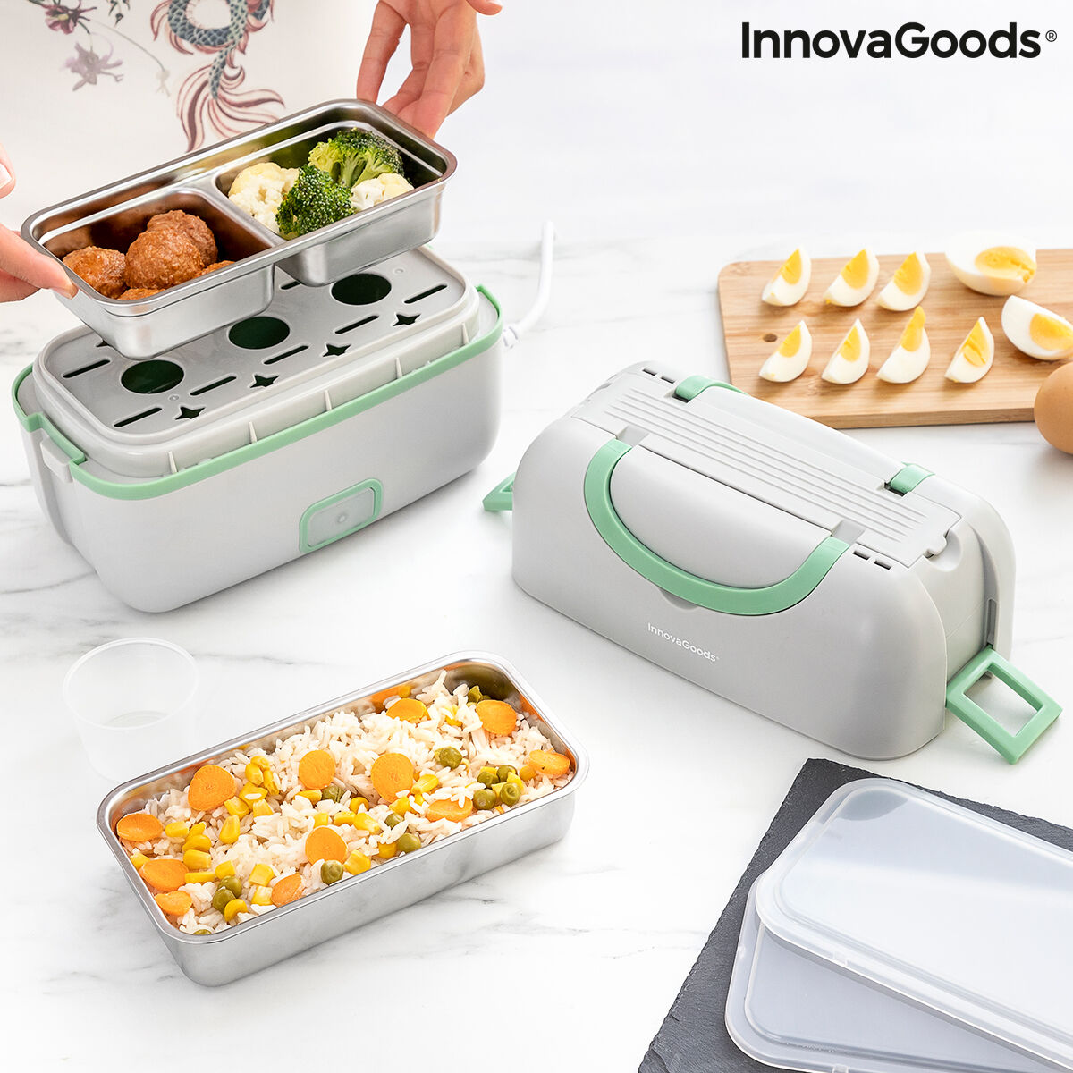 3-in-1 Electric Steamer Lunch Box with Recipes Beneam InnovaGoods (Refurbished A)